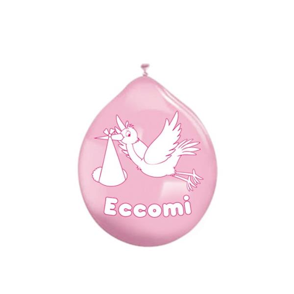 PALLONCINO CICOGNA ECCOMI ROSA pz.20 1 PALLONCINO CICOGNA ECCOMI ROSA pz.20