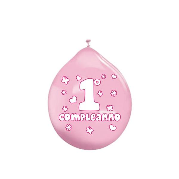 PALLONCINO LATTICE 1° COMPLEANNO ROSA pz.20 1 PALLONCINO LATTICE 1° COMPLEANNO ROSA pz.20