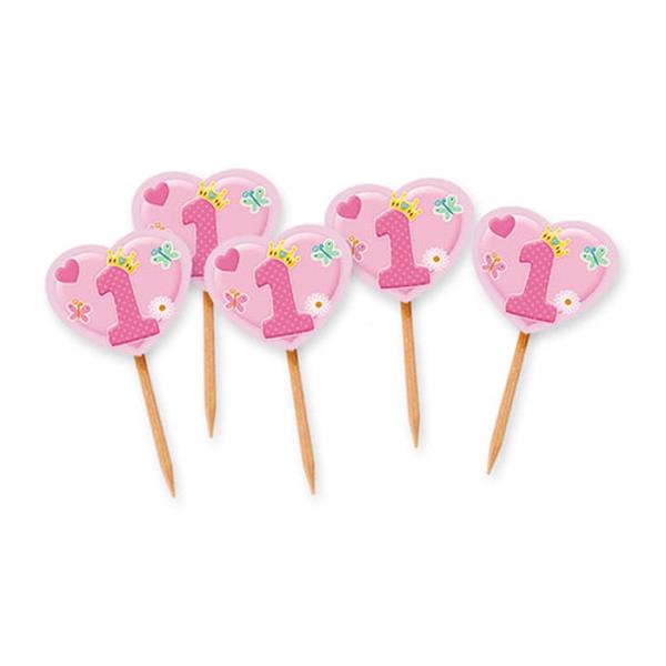 PICKS CUORE PRIMO COMPLEANNO ROSA 1 PICKS CUORE PRIMO COMPLEANNO ROSA