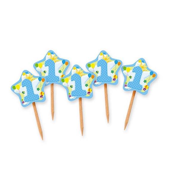 PICKS STELLA PRIMO COMPLEANNO CELESTE pz.25 1 PICKS STELLA PRIMO COMPLEANNO CELESTE pz.25