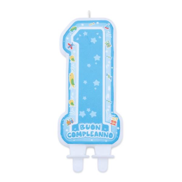 CANDELA SAGOMATA ONE LIGHT BLUE PRIMO COMPLEANNO