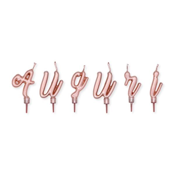 CANDELE AUGURI CORSIVO ROSE GOLD 5 cm. 1 CANDELE AUGURI CORSIVO ROSE GOLD 5 cm.