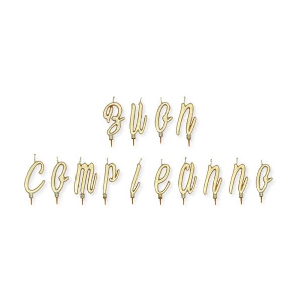 CANDELE BUON COMPLEANNO CORSIVO ORO 1 CANDELE BUON COMPLEANNO CORSIVO ORO