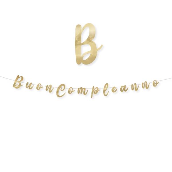 FESTONE SCRITTA ITALIC BUON COMPLEANNO ORO METAL CM.300 1 FESTONE SCRITTA ITALIC BUON COMPLEANNO ORO METAL CM.300