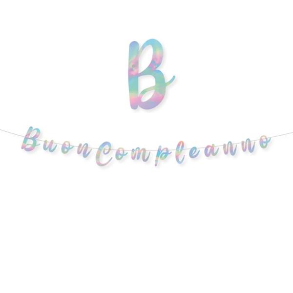 FESTONE SCRITTA ITALIC BUON COMPLEANNO IRIDESCENTE CM.300 1 FESTONE SCRITTA ITALIC BUON COMPLEANNO IRIDESCENTE CM.300