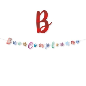 FESTONE SCRITTA ITALIC BUON COMPLEANNO MULTICOLOR METAL CM.300