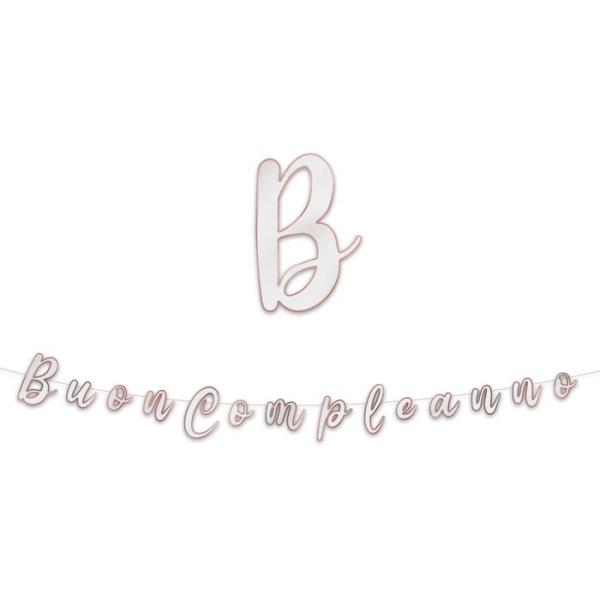 FESTONE SCRITTA ITALIC BUON COMPLEANNO ROSE GOLD CM.300 1 FESTONE SCRITTA ITALIC BUON COMPLEANNO ROSE GOLD CM.300