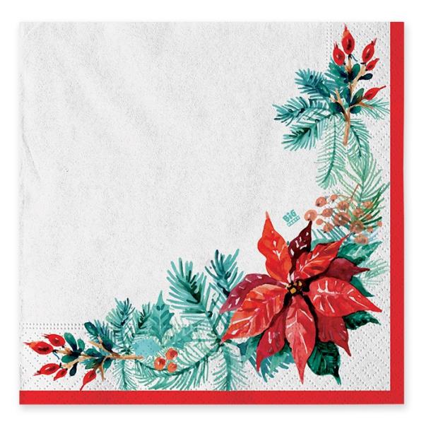 TOVAGLIOLO 33x33 cm. FLORAL CHRISTMAS pz.20 1 TOVAGLIOLO 33x33 cm. FLORAL CHRISTMAS pz.20