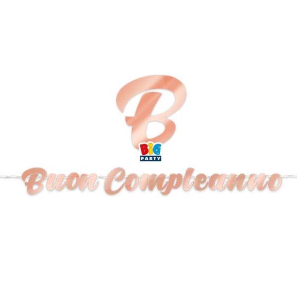 FESTONE MAX SCRITTA ITALIC BUON COMPLEANNO ROSE GOLD mt.6 pz.1 1 FESTONE MAX SCRITTA ITALIC BUON COMPLEANNO ROSE GOLD mt.6 pz.1