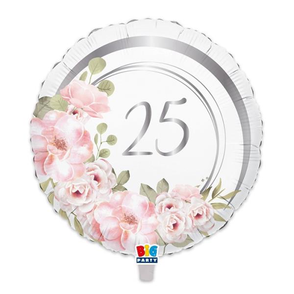 PALLONCINO MYLAR 18" 25° ANNIVERSARIO FLORAL pz.1 1 PALLONCINO MYLAR 18" 25° ANNIVERSARIO FLORAL pz.1
