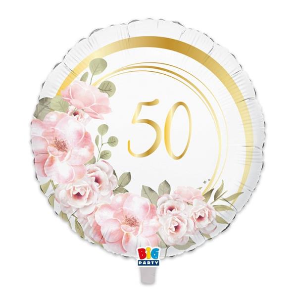 PALLONCINO MYLAR 18" 50° ANNIVERSARIO FLORAL pz.1 1 PALLONCINO MYLAR 18" 50° ANNIVERSARIO FLORAL pz.1