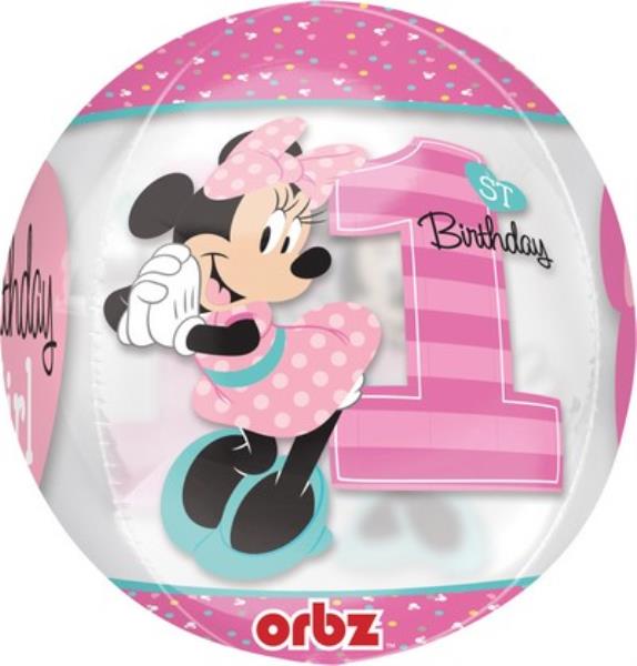 PALLONCINO ORBZ 15" MINNIE 1° COMPLEANNO 1 PALLONCINO ORBZ 15" MINNIE 1° COMPLEANNO
