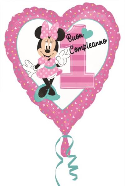PALLONCINO MYLAR 18'' 1° COMPLEANNO MINNIE CUORE SCRITTA IN ITALIANO 1 PALLONCINO MYLAR 18'' 1° COMPLEANNO MINNIE CUORE SCRITTA IN ITALIANO