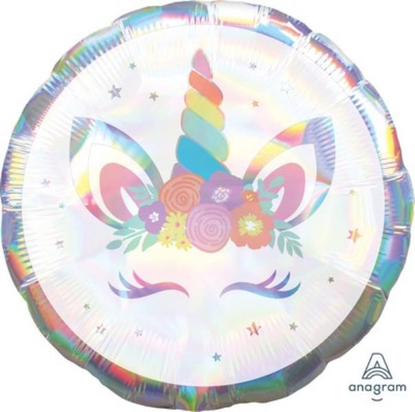 PALLONCINO MYLAR 18'' UNICORNO HOLOGRAFICO E IRIDESCENTE pz.1 1 PALLONCINO MYLAR 18'' UNICORNO HOLOGRAFICO E IRIDESCENTE pz.1