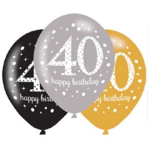 PALLONCINI LATTICE 40 ANNI SPARKLING ORO ARGENTO NERI PZ.6