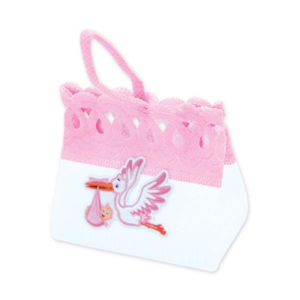 SACCHETTO IN STOFFA CICOGNA ROSA pz.1 1 SACCHETTO IN STOFFA CICOGNA ROSA pz.1