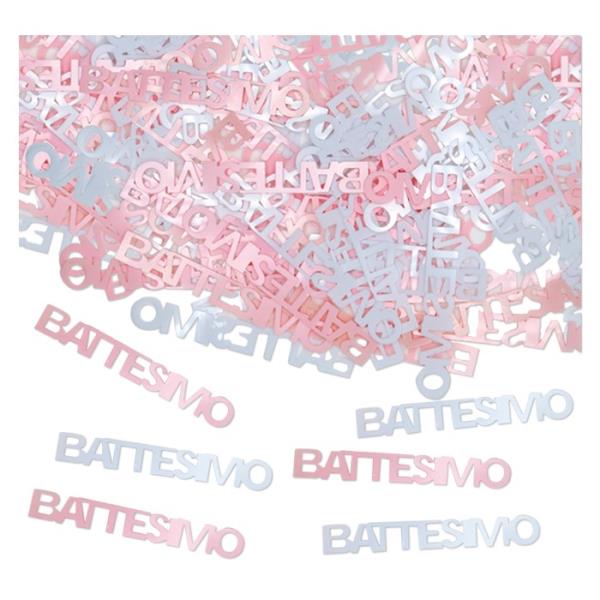 CONFETTI DECORATIVI SCRITTA BATTESIMO ROSA gr.15