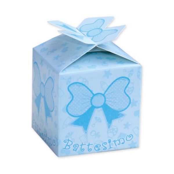 SCATOLINA CUBETTO FIOCCO BATTESIMO CELESTE PZ.1