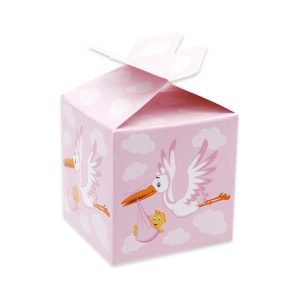 SCATOLINA CUBETTO FIOCCO CICOGNA ROSA PZ.1 1 SCATOLINA CUBETTO FIOCCO CICOGNA ROSA PZ.1