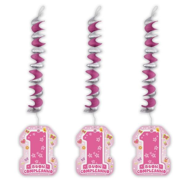 FESTONE SPIRALE 1 COMPLEANNO ROSA 1 FESTONE SPIRALE 1 COMPLEANNO ROSA