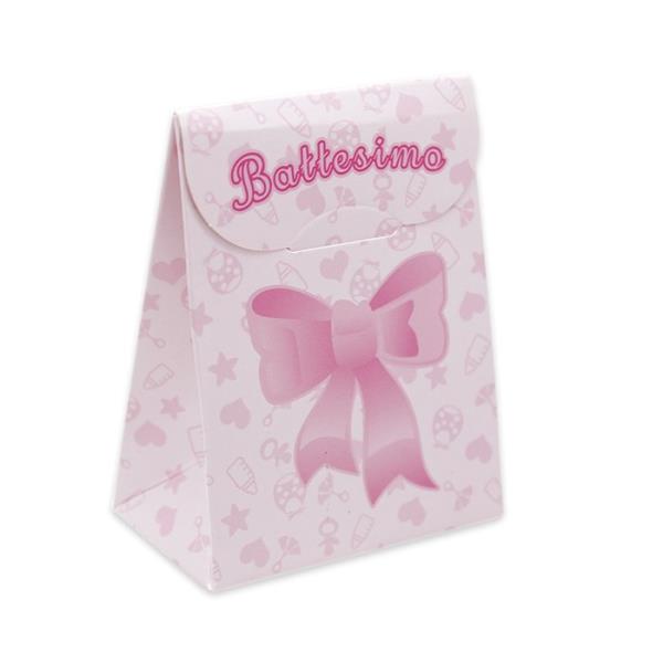 SCATOLINE SACCHETTO BATTESIMO FIOCCO ROSA 1 SCATOLINE SACCHETTO BATTESIMO FIOCCO ROSA