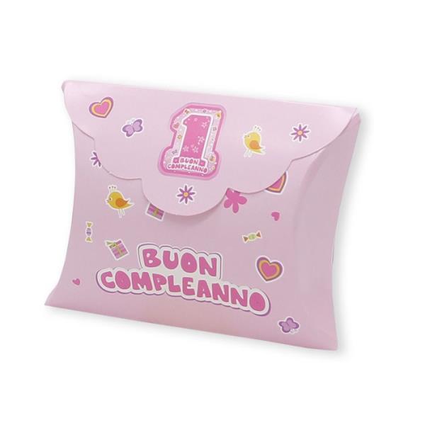 SCATOLINA BUSTA PRIMO COMPLEANNO ROSA PZ.1 1 SCATOLINA BUSTA PRIMO COMPLEANNO ROSA PZ.1