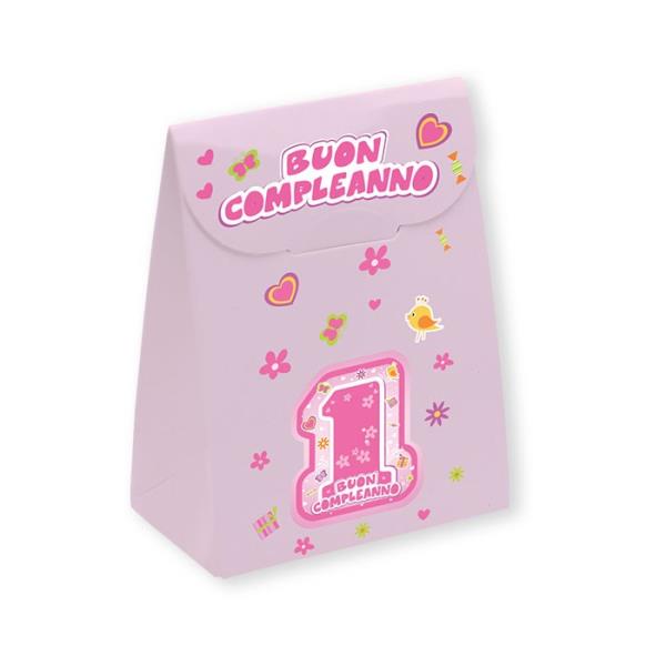 SCATOLINA SACCHETTO PRIMO COMPLEANNO ROSA 1 SCATOLINA SACCHETTO PRIMO COMPLEANNO ROSA