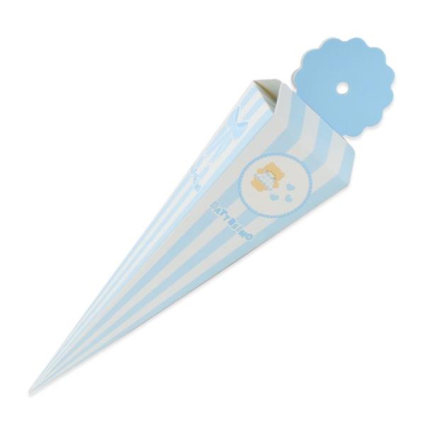 SCATOLINA CONO QUADRATO BATTESIMO TEDDY CELESTE PZ.1