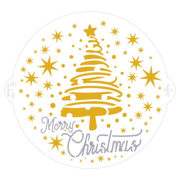 STENCIL MERRY CHRISTMS CON ALBERO Ø 25 cm