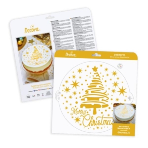 STENCIL MERRY CHRISTMS CON ALBERO Ø 25 cm