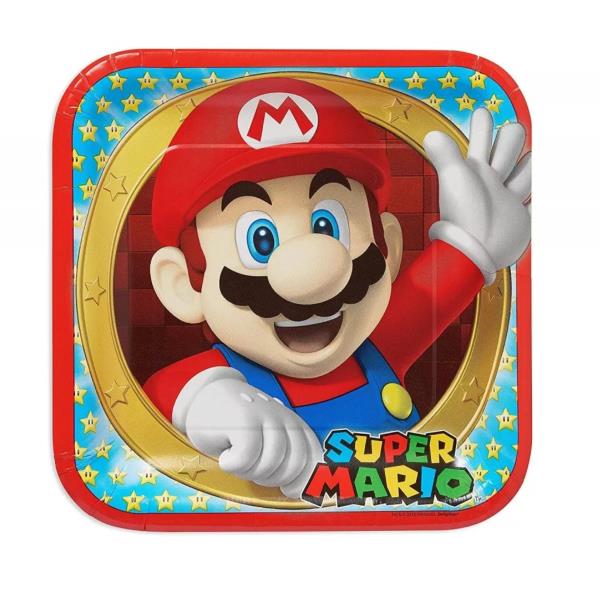 PIATTO QUADRATO 23 cm. SUPER MARIO COMPOSTABILE pz.8 1 PIATTO QUADRATO 23 cm. SUPER MARIO COMPOSTABILE pz.8