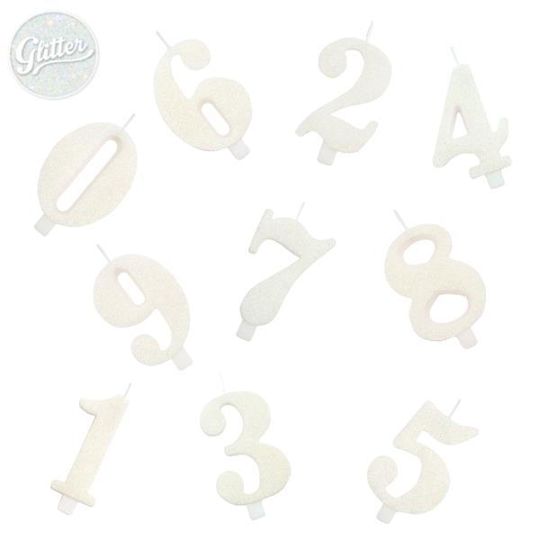 CANDELE GLITTER BIANCHE N°0 AL 9 h9,5 cm GIVI 1 CANDELE GLITTER BIANCHE N°0 AL 9 h9,5 cm GIVI