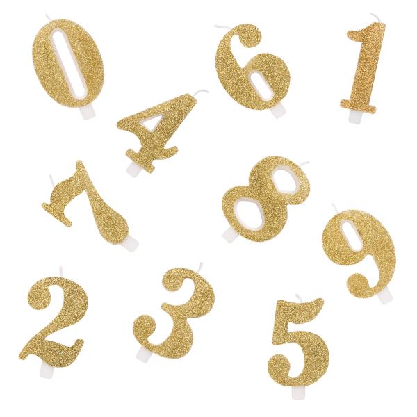 CANDELE GLITTER ORO N°0 al 9 h9,5 cm GIVI