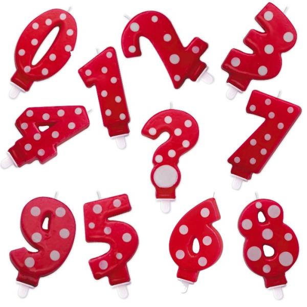 CANDELE POIS ROSSE N°0 AL 9 E PUNTO INTERROGATIVO 1 CANDELE POIS ROSSE N°0 AL 9 E PUNTO INTERROGATIVO