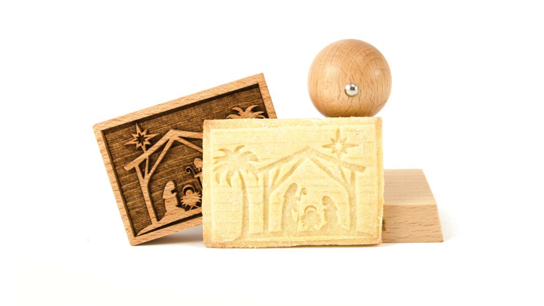 TIMBRO LEGNO RETTANGOLARE 70x50 mm. CHRISTMAS NATIVITY pz.1