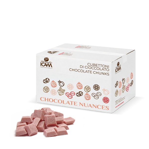 CHUNKS CUBOTTI AL CIOCCOLATO BIANCO GUSTO LAMPONE AL KG.