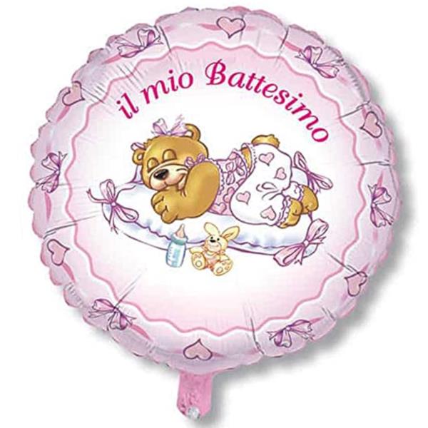 PALLONCINO MYLAR 36'' BATTESIMO ROSA CM.80 1 PALLONCINO MYLAR 36'' BATTESIMO ROSA CM.80