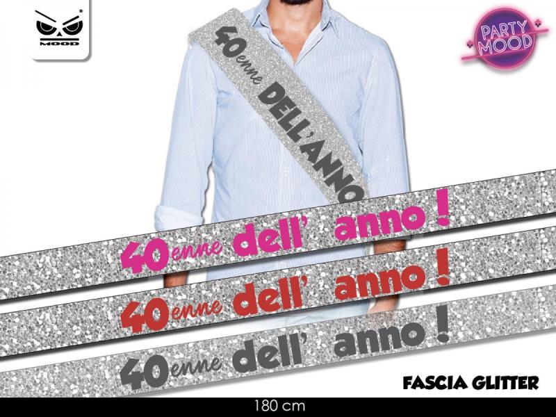 FASCIA ARGENTATA GLITTER 40 ANNI MOOD 1 FASCIA ARGENTATA GLITTER 40 ANNI MOOD