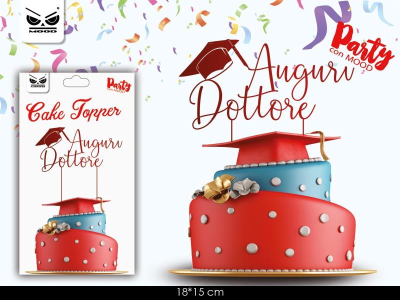 CAKE TOPPER AUGURI DOTTORE ROSSO 17x14,5 cm
