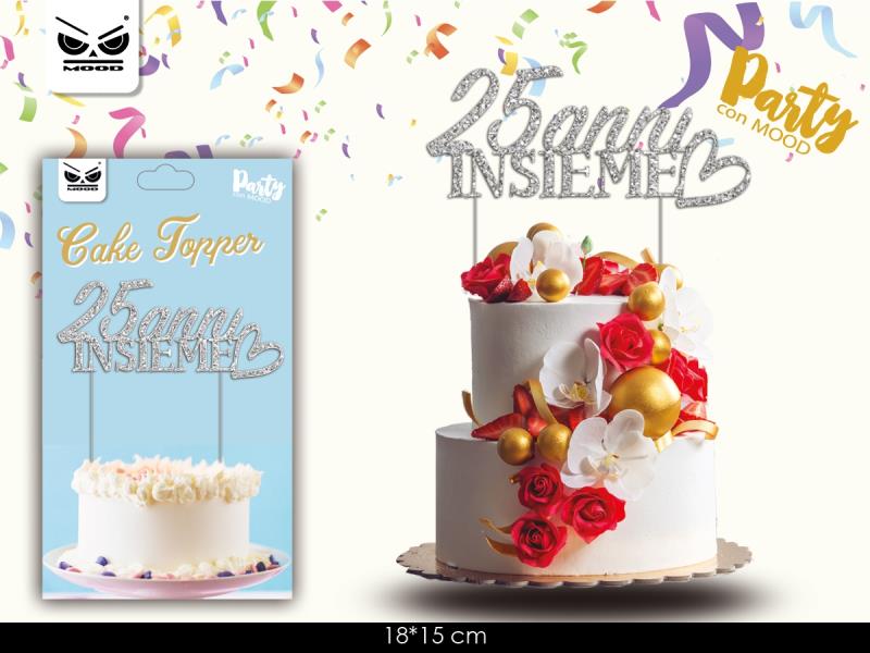 CAKE TOPPER ANNIVERSARIO 25 ANNI INSIEME 15x17 cm 1 CAKE TOPPER ANNIVERSARIO 25 ANNI INSIEME 15x17 cm