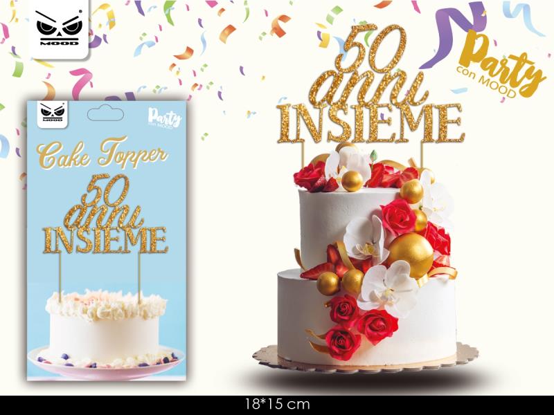 CAKE TOPPER ANNIVERSARIO 50 ANNI INSIEME 15x17 cm 1 CAKE TOPPER ANNIVERSARIO 50 ANNI INSIEME 15x17 cm
