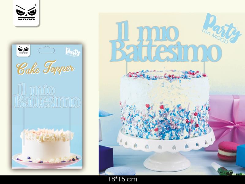 CAKE TOPPER IL MIO BATTESIMO CELESTE 17x17 cm 1 CAKE TOPPER IL MIO BATTESIMO CELESTE 17x17 cm