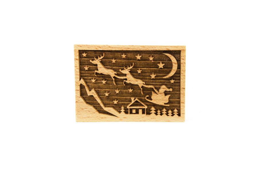 TIMBRO LEGNO RETTANGOLARE 70x50 mm. SANTA'S SLEIGH pz.1 1 TIMBRO LEGNO RETTANGOLARE 70x50 mm. SANTA'S SLEIGH pz.1