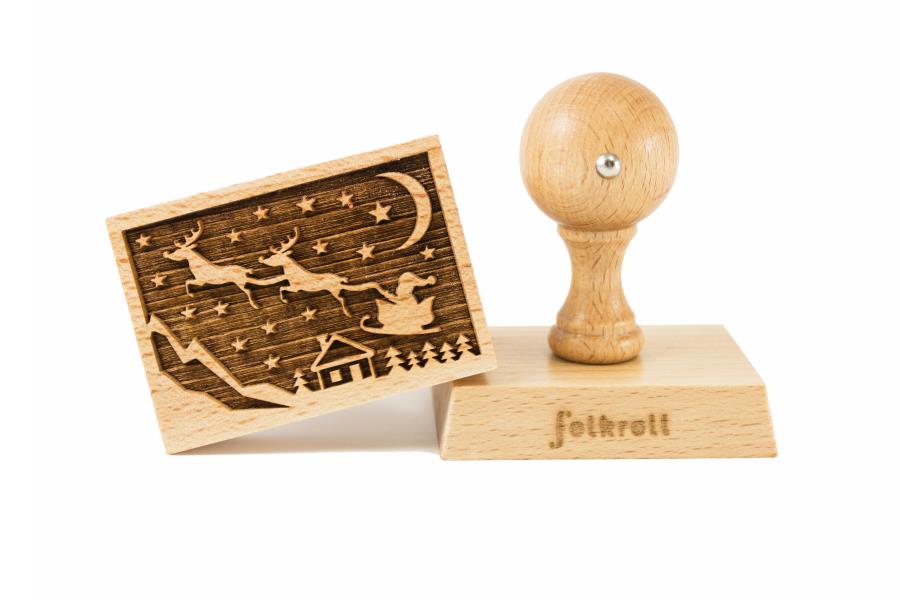 TIMBRO LEGNO RETTANGOLARE 70x50 mm. SANTA'S SLEIGH pz.1 2 TIMBRO LEGNO RETTANGOLARE 70x50 mm. SANTA'S SLEIGH pz.1
