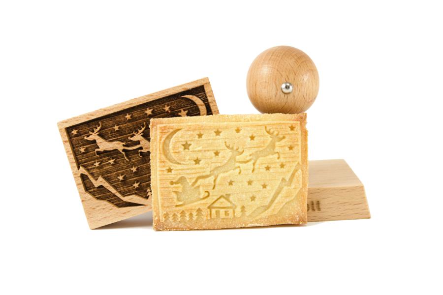 TIMBRO LEGNO RETTANGOLARE 70x50 mm. SANTA'S SLEIGH pz.1 3 TIMBRO LEGNO RETTANGOLARE 70x50 mm. SANTA'S SLEIGH pz.1