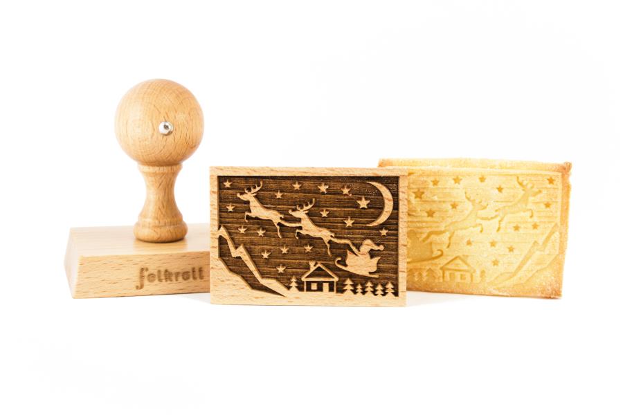 TIMBRO LEGNO RETTANGOLARE 70x50 mm. SANTA'S SLEIGH pz.1 4 TIMBRO LEGNO RETTANGOLARE 70x50 mm. SANTA'S SLEIGH pz.1