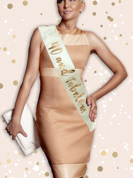 FASCIA TESSUTO PANNA ROSE GOLD FABULOUS 40 ANNI 1 FASCIA TESSUTO PANNA ROSE GOLD FABULOUS 40 ANNI
