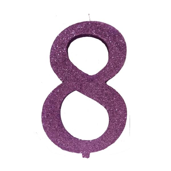 CANDELA MEDIA LILLA GLITTER N.8 pz.1 1 CANDELA MEDIA LILLA GLITTER N.8 pz.1