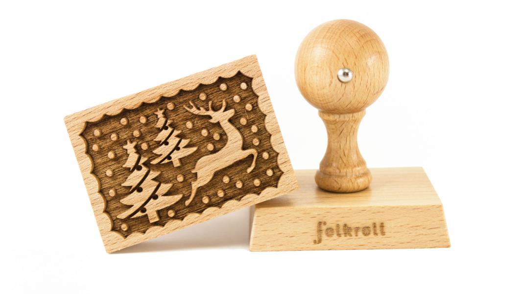 TIMBRO LEGNO RETTANGOLARE 70x50 mm. REINDEER CHRISTMAS pz.1 2 TIMBRO LEGNO RETTANGOLARE 70x50 mm. REINDEER CHRISTMAS pz.1