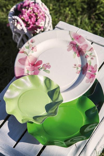 PIATTO DESSERT RIGHE PINK FLOWERS Ex.Tra.™ 4 PIATTO DESSERT RIGHE PINK FLOWERS Ex.Tra.™